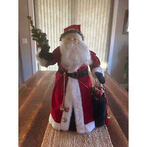Vintage Santa Claus Figurine With Tree & Gift Sack